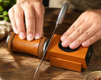 Solid Wood Dual Sided Knife Sharpening Block, Hand Carved Kitchen Utility Tool, Neutral Farmhouse Prep Decor, Culinary Lover Gift
