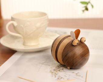 Custom Wooden Bee Toothpick holder – Unique Kitchen Functional Bee Decor,Perfect Gift for Her,Anniversary,Housewarming,Couple Gift