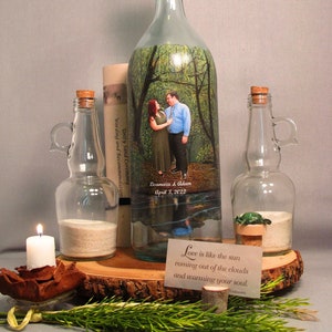 Sand Ceremony Set, Wedding Sand Ceremony Set With Your Photo and Hand Painted Embellishments, Unity Ceremony, Unique Artistic Gift, Memento