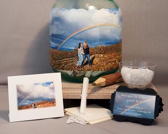 Messages In A Bottle Guest Book Alternative With Your Photo and Hand Painted Embellishments, Unique Personalized Guest Book, Engagement Gift