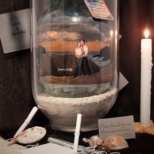 Unique Personalized Guest Book Alternative With shops Your Photo and Hand Painted Scenery, Messages In A Bottle Guest Book, Well Wishes Bottle