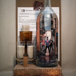Family Sand Ceremony Set, Personalized Hand Painted Bottle With Your Photos, Unity, Wedding Gift, Holiday Family Gift, Blended Family Photo