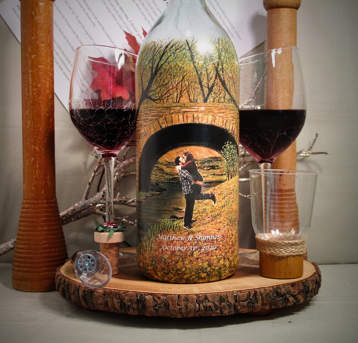 Wine Unity Ceremony Bottle With Your Photo and Hand Painted Etsy