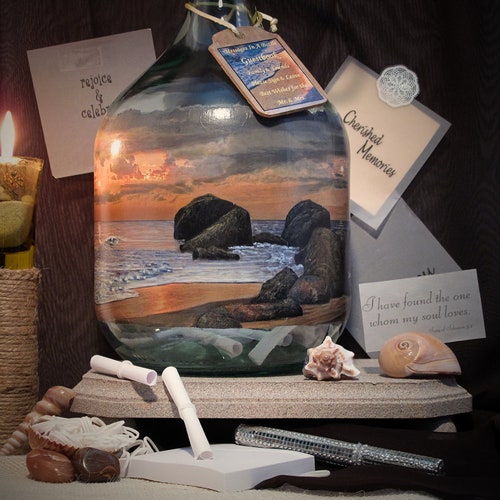 Unique Personalized Guest Book Alternative With shops Your Photo and Hand Painted Scenery, Messages In A Bottle Guest Book, Well Wishes Bottle