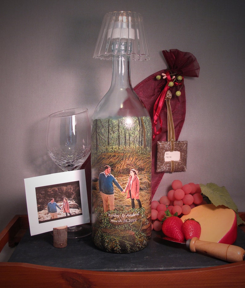 Painted Wine Bottle Candle With Your Photo, Personalized Wine Theme Gift, Event Centerpiece, Home Decor, Any Occasion Gift, Photo Gift image 10