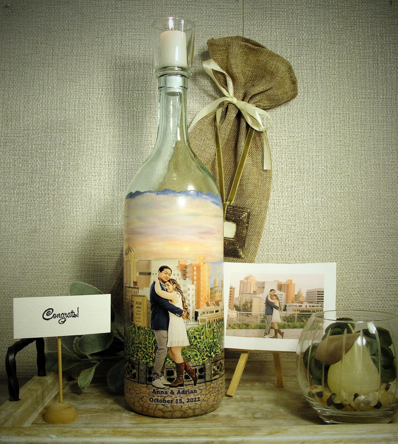 Painted Wine Bottle Candle With Your Photo, Personalized Wine Theme Gift, Event Centerpiece, Home Decor, Any Occasion Gift, Photo Gift image 7