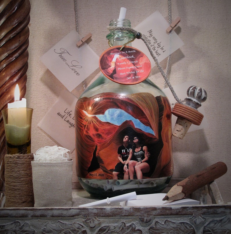 Messages in A Bottle Guest Book Hand Painted Bottle With Your Etsy