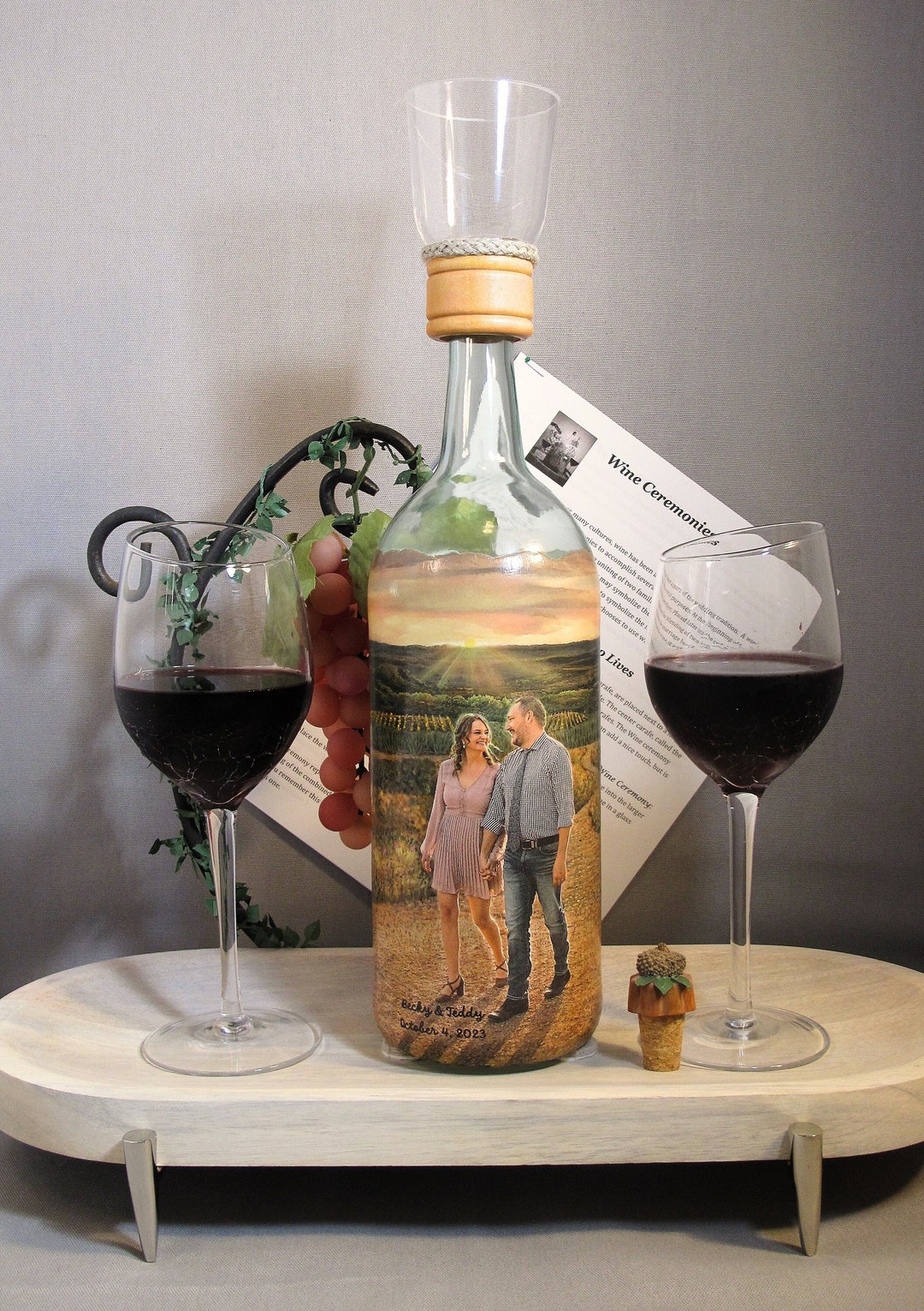 Wine Unity Ceremony Set With Your Photo and Hand Painted Etsy