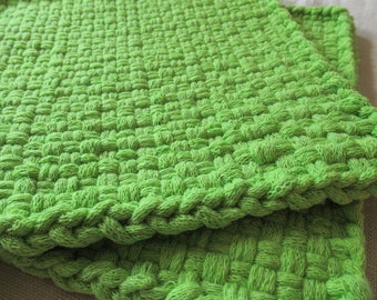 Giant Potholders, Trivet, 8 1/2 Inch Hot Pads, Washable All Cotton in Retro Lime