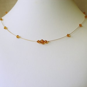 Topaz Color Illusion Necklace, Layering Necklace, Dainty Necklace