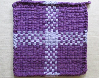 Pro Size Potholder, Trivet, 8 1/2 Inch Hot Pads, Washable All Cotton Perfectly Purple and Violet