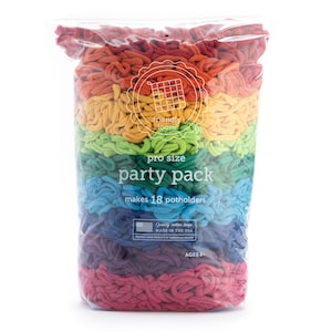 Party Pack by Friendly Loom ™  in Rainbow PRO® Size Loops Makes 18 Huge Potholders