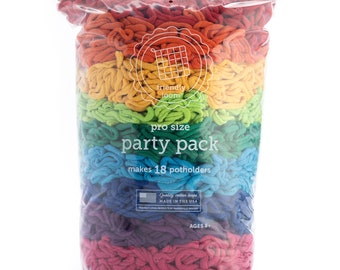 Party Pack by Friendly Loom ™  in Rainbow PRO® Size Loops Makes 18 Huge Potholders