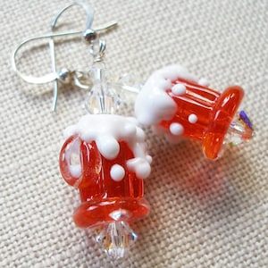 Beer Mug Earrings, Beer Stein Earrings, Tangerine Orange Oktoberfest Beer Tasting Artisan Beer