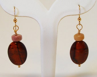 Red Tigereye Earrings with Moukaite