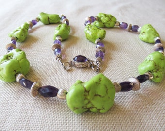 Lime and Amethyst Necklace