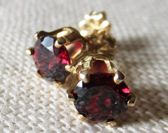 Garnet Earrings, Garnet Studs, January Birthstone, Bridesmaids' Jewelry, Mother's Day