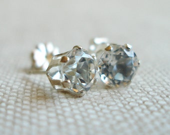 Clear Topaz Earrings, Topaz Studs, Bridesmaids Gifts