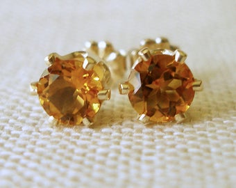 Citrine Earrings, Citrine Studs, November Birthstone, Bridesmaid Jewelry