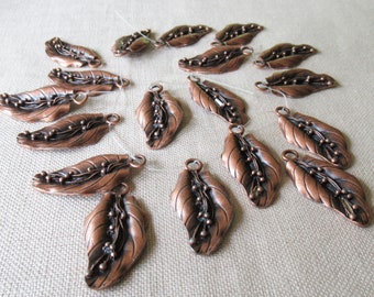 Metal Leaf Pendants are Copper Anodized