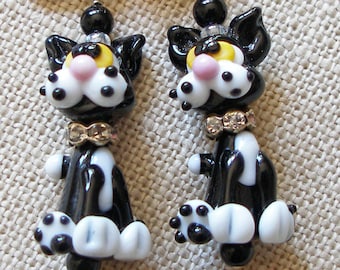 Black Cat Earrings, Kitty Earrings, Pet