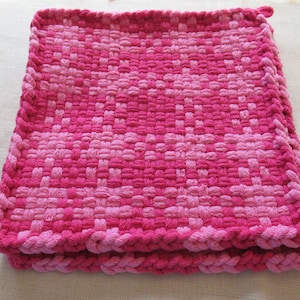 Huge Pink Potholders, Trivet, 8 1/2 Inch Hot Pads, Washable All Cotton