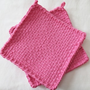 Giant Pink Potholder, Trivet, 8 1/2 Inch Hot Pads, Washable Cotton