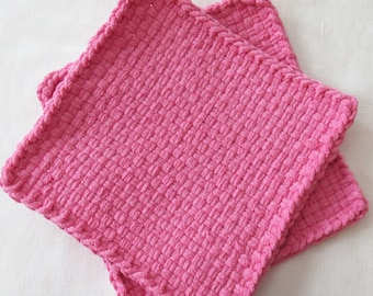 Giant Pink Potholder, Trivet, 8 1/2 Inch Hot Pads, Washable Cotton