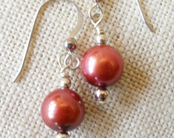 Brown Cultured Pearl Earrings