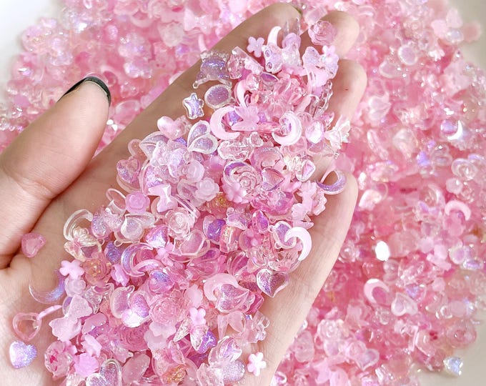 Featured listing image: Sakura Inspired 3D Nail Art Charms – Iridescent & Sparkly Embellishments