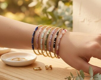 18K Gold Plated Dainty Natural Healing Stone Bracelet