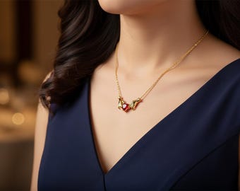 Dainty Gold Hands Holding Heart Necklace
