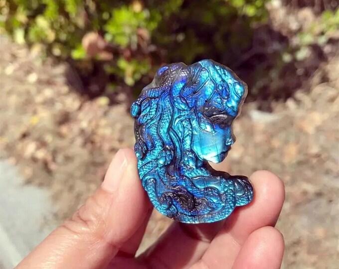 Featured listing image: Labradorite Medusa Carving, Protective Crystal for Intuition, Shadow Work & Feminine Power
