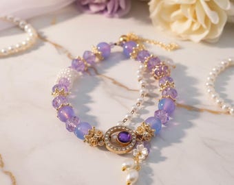 Amethyst - Pastel Celestial Pearl Bracelet