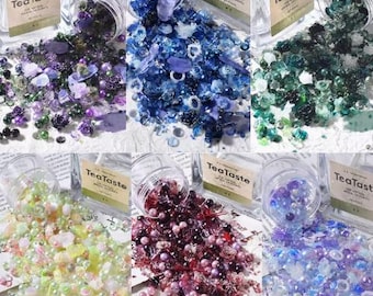 30ml Resin Nail Charms Set (50pcs) | Mixed 3D Nail Art Decorations | Aesthetic Color Themes | Kawaii Resin Fillers & Nail Accessories