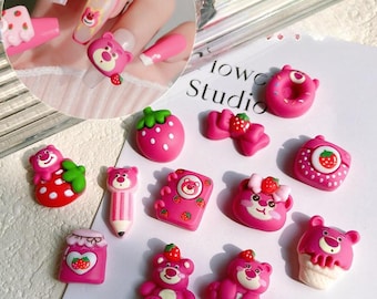 Pink Bear 3D Nail Charms – Kawaii Cute & Iridescent Nail Decorations
