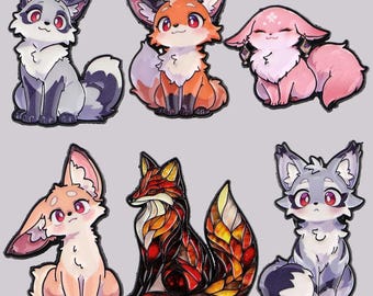 Stained Glass Fox Enamel Pin – Vibrant Red & Orange Lapel Brooch, Woodland Animal Accessory