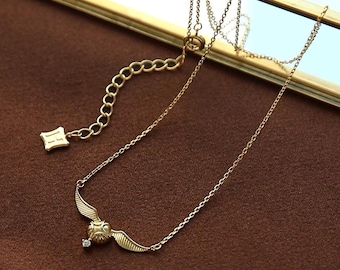 Magical Winged Ball Necklace – S925 Sterling Silver, Gold-Plated, Fantasy-Inspired Jewelry