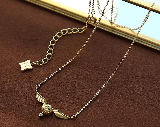 Featured listing image: Magical Winged Ball Necklace – S925 Sterling Silver, Gold-Plated, Fantasy-Inspired Jewelry