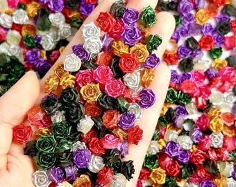 60PCs Bold and Shiny Mix Set – Rose Charms for Nail Art, Resin Crafts, Scrapbooking