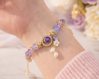 Amethyst - Pastel Celestial Pearl Bracelet