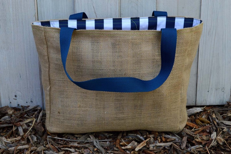 Handmade Star Fish Burlap Market Tote Bag CC