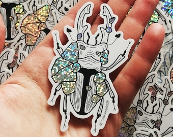 Glitter sticker beetle with crystals