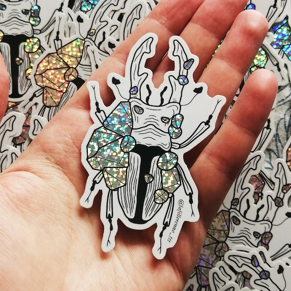 Glitter sticker beetle with crystals