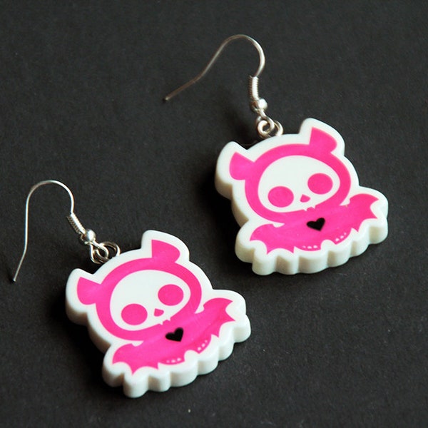 Boucles d'oreille chauve-souris rose