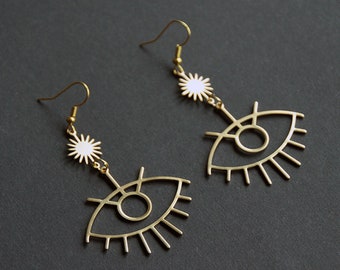 Boucles d'oreille astre #1 : soleil oeil sun eye