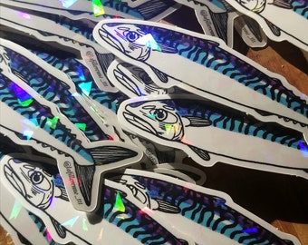 Holographic mackerel sticker