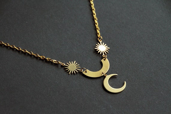 Collier astre : soleil lune sun moon