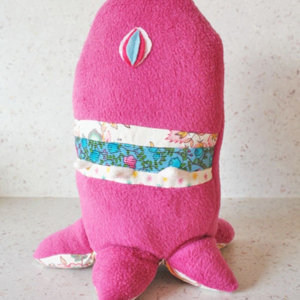 Peluche octopus # 6 - poulpe monstre cute kawaii polaire rose cyclope