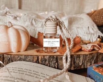 Difusor de coche de cristal con aroma a palomitas de caramelo, difusor para coche, difusor, aromaterapia, aceites esenciales, aromas otoñales, difusores, accesorios para coche, palomitas de maíz